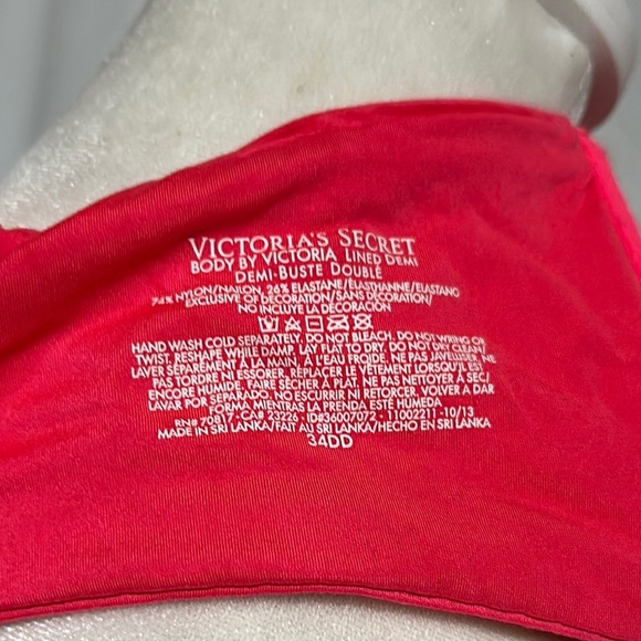 hot pink Victoria's Secret body by Victoria lined demi bra size 34DD - Picture 4 of 4